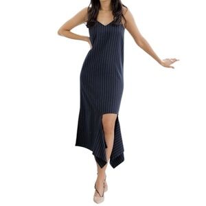 GREY LAB | Navy Asymmetrical Striped Dress Size Medium NWT